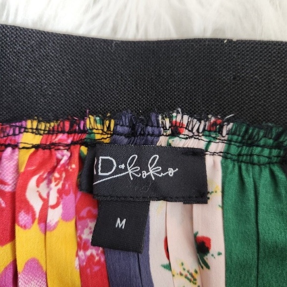 Anthropologie mixed print floral pleated boho elegant midi satin silk skirt - Picture 2 of 12